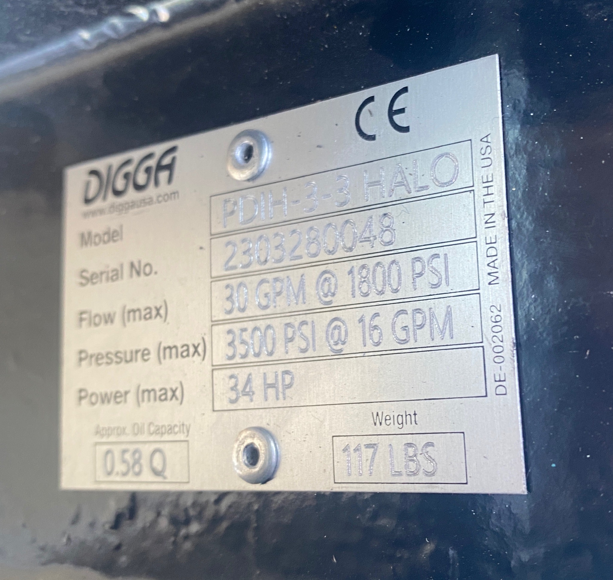 DIGGA 3DSS HALO Auger Drive Skid Steer mount KIT